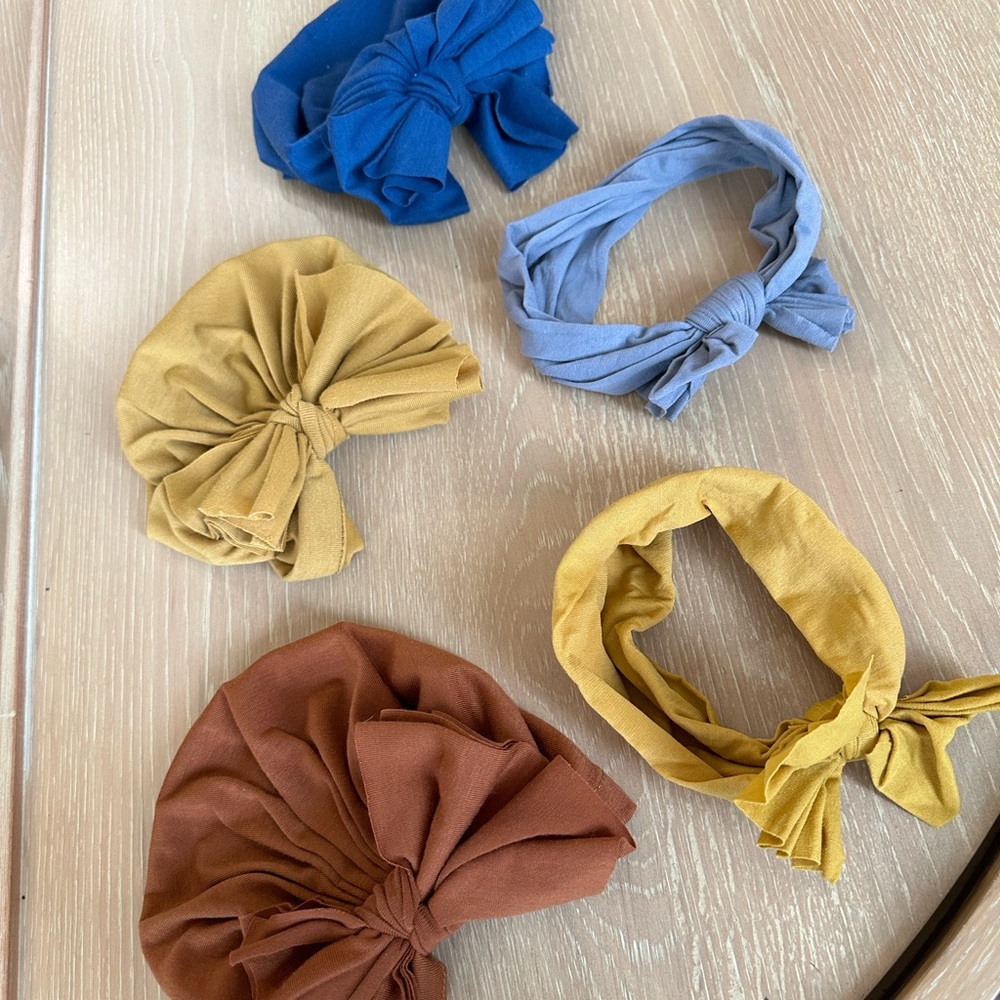 Baby girl turbans with bows and soft stretchy headbands with bows